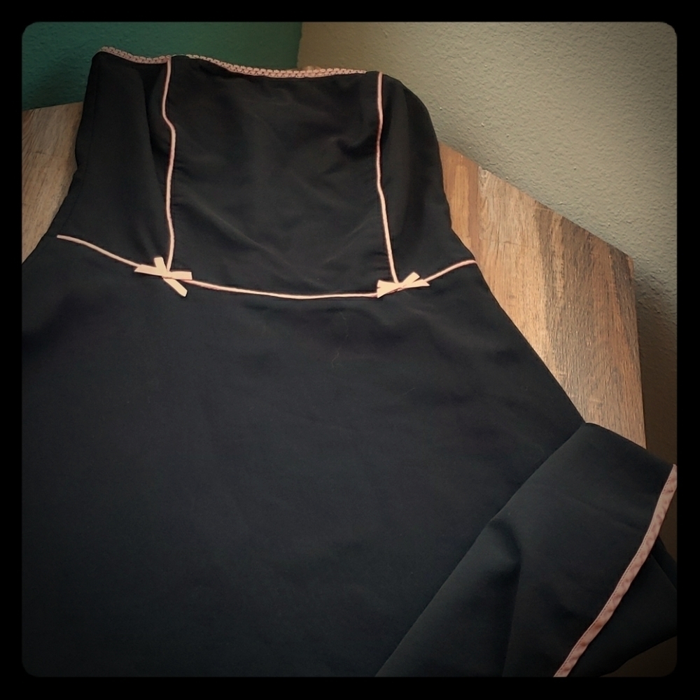 Ruby rox Black Vintage Strapless Dress with Pink Bows Size 7